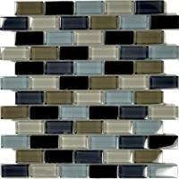 Artistry in Mosaics - Black Charcoal Gray Taupe Blend 1"x2"