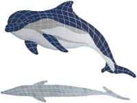 Artistry in Mosaics - Bottlenose Dolphin Upward with shadow