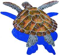 Artistry in Mosaics - Glass Loggerhead Turtle Large shadow