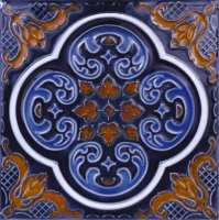 National Pool Tile - Casablanca Cobalt Rust Deco