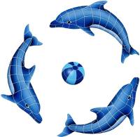 Artistry in Mosaics - Dolphin Group (1 left, 2 right, 1 FREE blue or multi color ball)