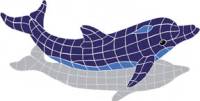 Pool Mosaics - Dolphin Mosaics - Artistry in Mosaics - Dolphin, Jumping with shadow