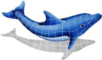 Pool Mosaics - Dolphin Mosaics - Artistry in Mosaics - Dolphin Right with shadow