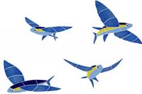 Flying Fish set of 4 mosaic