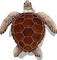 Pool Mosaics - Turtle Mosaics - Artistry in Mosaics - Loggerhead Turtle Brown with shadow