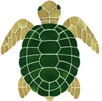 Pool Mosaics - Turtle Mosaics - Artistry in Mosaics - Turtle, Classic Topview Natural