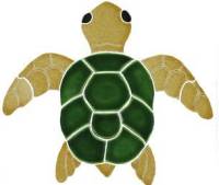 Pool Mosaics - Turtle Mosaics - Artistry in Mosaics - Turtle, Classic Topview Natural