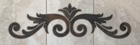 Simulated Polished Travertine Scroll Deco-Silver